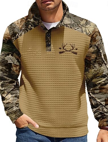  Miesten naamiointi Hirvet Vohveli College Päivittäin Klassinen Metsästys Stand-kaula-aukko ulko- Työ Lahja Vaalean ruskea Ruskea Napit Syksy Talvi Suunnittelija S M L XL XXL XXXL