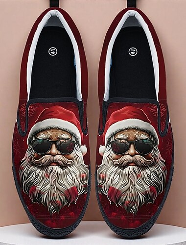  メンズサンタクローススリッポンシューズ - トレンディで楽しい、クリスマスショッピング、ホリデー旅行、カジュアルなクリスマスウェアに最適です