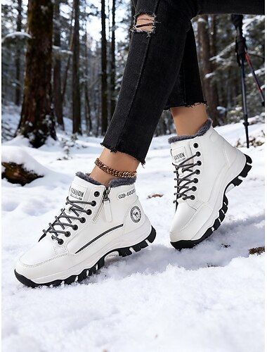  Dámské teplé zimní tenisky s fleecovou podšívkou – nepromokavé, protiskluzové outdoorové turistické boty do chladného počasí, ležérní boty na každodenní chůzi