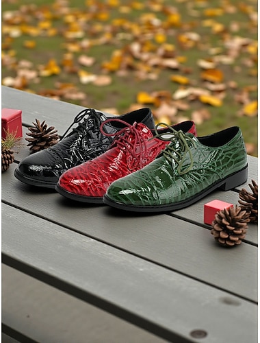  damskie zielone półbuty typu oxford ze wzorem krokodyla – klasyczne, sznurowane buty wizytowe na oficjalne okazje, do pracy i na święta