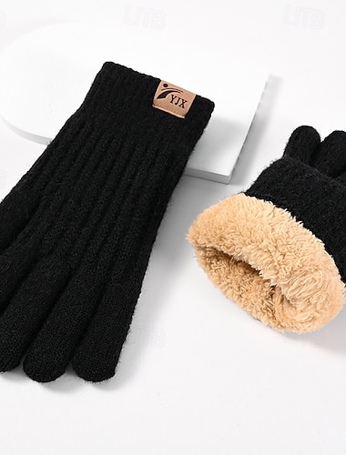  Per uomo 1 Paio Invernali Guanti lavorati a maglia Guanti senza dita Sport Moda Sport e Outdoor Guanti Calore Termico Pile Semplice Autunno Nero Blu reale Marrone Grigio chiaro
