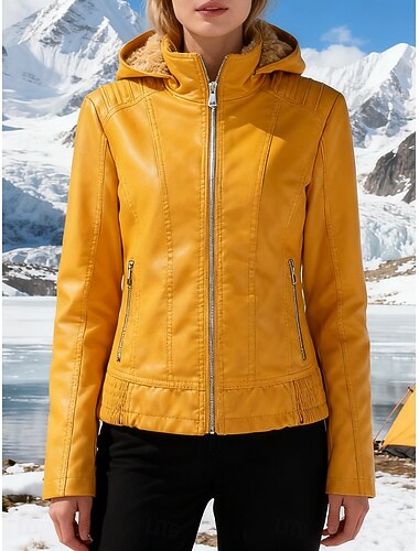  Γυναικεία Jeci Piele Μπουφάν fleece Αδιάβροχη Άνετο Τσέπη Πλήρες φερμουάρ Fleece Lined Μοντέρνα Στυλ δρόμου Σκέτο ΕΞΩΤΕΡΙΚΟΥ ΧΩΡΟΥ Καθημερινά Κανονικό Με Κουκούλα Κανονικό Μακρυμάνικο