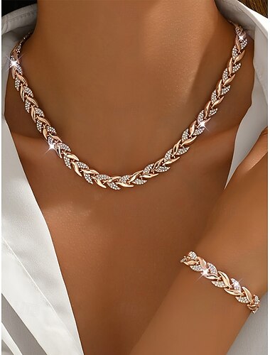  طقم قلادة وأسورة من الزركون السبائكي للنساء - لون ذهبي وفضي أنيق، مثالي للمناسبات الخاصة وتقديم الهدايا