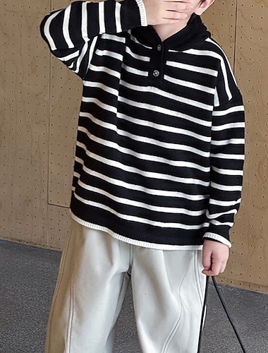  Dzieci Dla chłopców Sweter sweter Naszywka Długi rękaw Zatrzymujący ciepło Na zewnątrz Moda Czarny Jesień Odzież 4 lata +