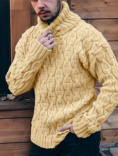  Pánské Pletený svetr s copánkovým vzorem Svetr Pulovrový svetr Kabel Plést Běžné topy Pletený Úzký střih Bez vzoru Rolák Úplet Moderní Ležérní Denní nošení Oblečení Podzim Zima Bílá Khaki S M L