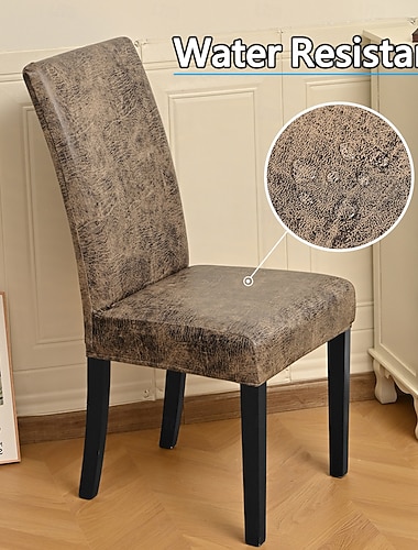  Dehnbarer, matter, wasserdichter Stuhlbezug aus Kunstleder im Vintage-Stil, staubdichter Stuhlschutz für Hotel- und Heimmöbel, Sitzüberzug, Schutzhülle