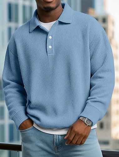  رجالي قميص مضلع قمصان البولو فضفاض الرياضة Lapel كم طويل موضة أساسي ألوان متناوبة سهل بقع Buttons الخريف ربيع & الصيف أسود أزرق فاتح أزرق البحرية أخضر كاكي قميص مضلع
