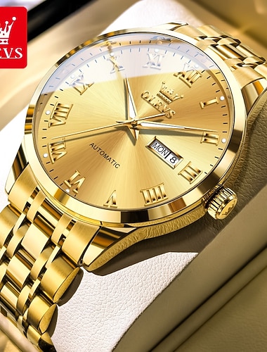  OLEVS Relógio Mecânico Masculino Luxo Moda Negócios Relógio de Pulso Automático À Prova D'Água Luminosa Aço Inoxidável Semanal Relógio Masculino