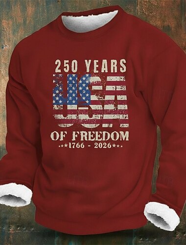  Herren Grafik Amerikanische US-Flagge Fleece Kapuzenpullover Pullover Streetwear Täglich Stilvoll Klassisch Lässig Rundhalsausschnitt Outdoor Urlaub Ausgehen Schwarz Rote Grün Grau Drucken Herbst