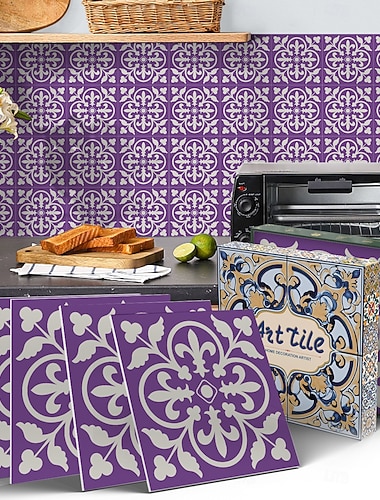  12 stk. veggflisklistremerker, avskallede, 6x6 tommer, tykk PE-skum krystallmosaikk, vanntett bakplate for kjøkken, bad &hjemmedekor, gaveeske med metalliske veggpaneler