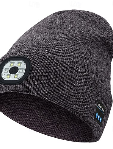 Chapeau tricoté musical Bluetooth sans fil nouveau extérieur Chapeau lumineux LED Chapeau sans fil Bluetooth LED avec écouteurs de musique intégrés USB rechargeable 1.5-3W Alimentation Batterie