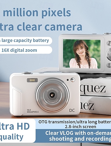  digitalkamera 56mp kameraer for fotografering pek-og-skyt digitalkamera med autofokus dobbel kamerablits 16x zoom anti-risting 128 GB kort kompakt vloggkamera for tenåringer voksne