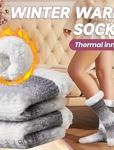  زوج واحد من جوارب النعال النسائية الناعمة المبطنة بالقطن والجوارب الأرضية للخريف &جوارب شتوية سميكة ودافئة من القطيفة غير قابلة للانزلاق متوفرة بـ 6 ألوان هدية عيد الشكر هدية عيد الميلاد دفء القدمين