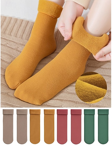  Meias térmicas femininas grossas - conjunto de 4 pares, macias e quentes, perfeitas para o inverno, clima frio e para presentear nas festas de fim de ano.