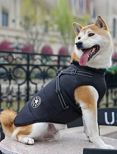  Varm hundejakke vanntett vinterjakke for valper med spenner, reflekterende justerbar snøjakke for kjæledyr, fleecegenser for mellomstore hunder