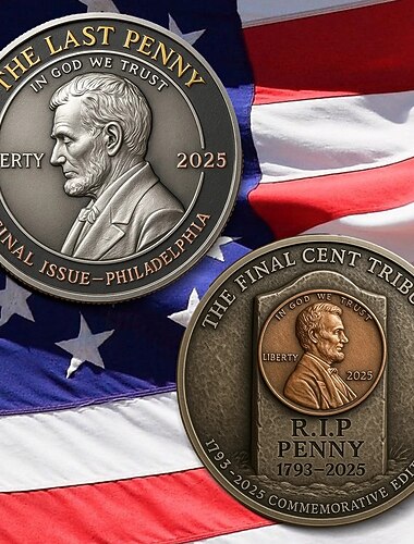 عملة تذكارية تذكارية لآخر سنت من عملة البنس 1793-2025 - عملة تذكارية لآخر سنت من عملة لينكولن، هدية تذكارية بتصميم تاريخي لعملة البنس الأمريكية، هدية نادرة لهواة جمع العملات، عملة تذكارية محدودة الإصدار، تذكار وطني