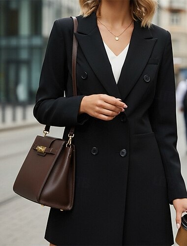  Női Blézer Hétköznapi dzseki Kényelmes Gombok Divat Alkalmi Tömör szín Utca Hétköznapi viselet Alkalmi Hétvége Szokványos Térfogatcsökkenés Normál Hosszú ujj Felsőruházat Fekete Ősz Tél