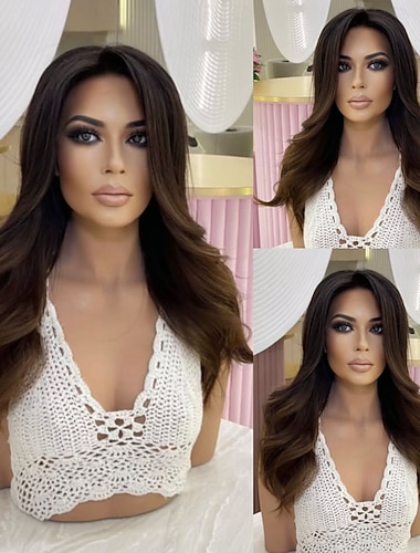  Cabelo humano remy Fechamento 5x5 13x4 Lace Front Peruca Parte do meio Cabelo Brasileiro Ondulado Marrom Multi Cores Peruca 130% 150% Densidade do Cabelo Cabelo Ombre Cabelo com Luzes / Reflexos 100