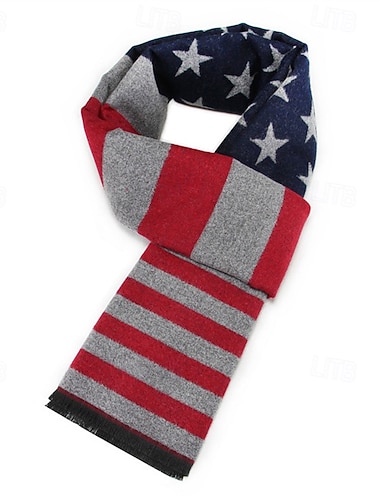  Per uomo Sciarpa rettangolare All'aperto Abbigliamento Quotidiano Casual Rosso Blu scuro Sciarpa A righe