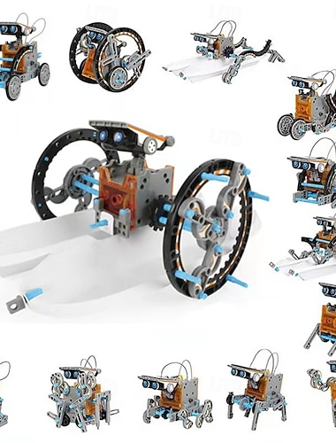  Eksperyment naukowy z montażem paneli słonecznych, układanka do samodzielnego montażu, zabawkowy samochód 13 w 1, inteligentny, zabawny robot odpowiedni do zabaw edukacyjnych STEM dla chłopców w wieku