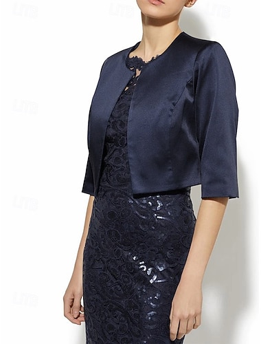  شالShawls مشد نسائي لفات ضيف الزفاف أنيق صافي نصف كم ساتان لفات الزفاف مع لون نقي من أجل مناسب للحفلات للربيع والصيف