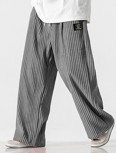  Homme Joggings Jogging à Jambes Larges Pantalons Pantalon en velours côtelé Pantalons Amples Cordon de serrage Taille Élastique Couleur Unie Confort Longueur complète Extérieur Occasionnel Quotidien