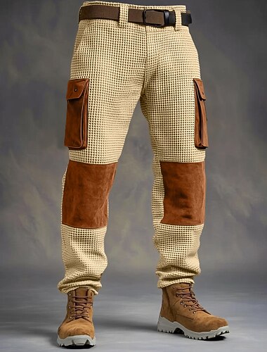  Herren Waffel Cargo-Hosen Hose Freizeithose Tasche Elastischer Bund Mehrere Taschen Einfach Komfort Weich Volle Länge Outdoor Lässig Täglich Urlaub Mode Schwarz Armeegrün Mikroelastisch