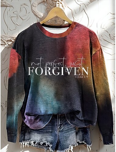  Women's Sweatshirts Graphic Letter Casual Long Sleeve Crew Neck Regular Tops Street Dailywear Casual Print Blue Red Purple Green Fall Winter