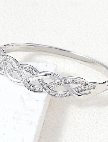  Zirkonium Klassisk Veving Mote Personalisert Kunstnerisk trendy Chrome Armbånd Smykker Sølv / Gull Til Bryllup Fest Engasjement Skoleball