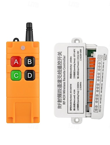  dc12v 24v 36v 4-kanals rf trådløs fjernkontroll slår lys av og på mottaker 433mhz