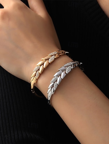  Zirkon Retro List Módní Přizpůsobeno Jednoduchý Moderní Chrome Náramek šperky Stříbrná / Zlatá Pro Svatební Párty Zásnuby Maturitní ples