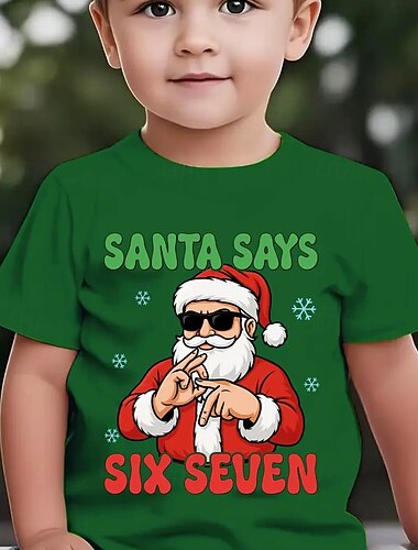  Jul Unisex Gutt 3D Grafisk julenissen Morsom slang 67 T skjorte T-skjorte Kortermet 3D-utskrift Sommer Vår Sport Mote Gatemote Barn 4-12 år Crew-hals utendørs Avslappet Daglig Normal