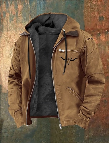  Homens Full Zip Hoodie Casaco de lã Moletom de lã Verde Tropa Azul Marinha Marron Cinzento Escuro Com Capuz Vaca Zíper Bolsos Casual Diário Para Noite Poliéster Roupa de rua Retro Casual Outono