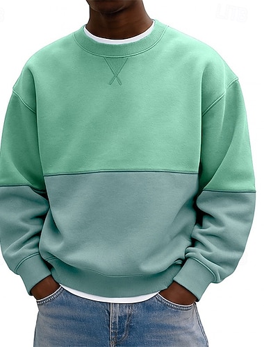  Herre Genser Genser med hette for genser Blå Rosa Navyblå Grønn Grå Crew-hals عادي Lapper Fargeblokk Sport & Utendørs Avslappet Daglig Gatemote Kul Sportsklær Vår & Vinter Klær Gensere Gensere