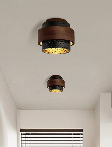  Enkel taklampe i svart travertin, delvis innfelt taklampe, e27 1-hodet takmontert belysning, enkel og kreativ pendellampe, for stue, soverom, kjøkken, midtgang