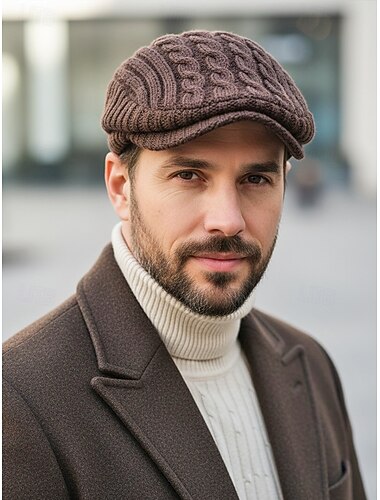  gebreide muts voor heren – fleecevoering voor warmte, meerdere kleuren, stijlvol kabelgebreid ontwerp voor buiten in de winter
