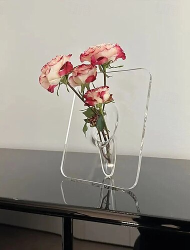  アクリルPOフレーム花瓶 - 家の装飾、デスクプラントホルダー、クリスマスパーティーのテーブル装飾用のモダンな花瓶