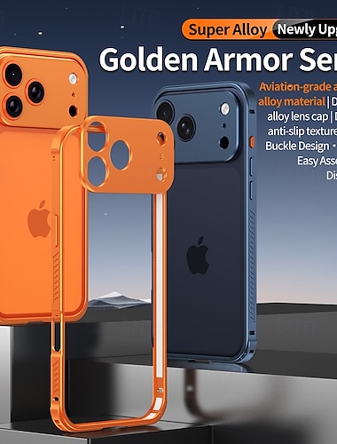  telefono Custodia Per iPhone 17 Pro Max Cornice antiurto Ultra Sottile Motivo Geometrico Metallo