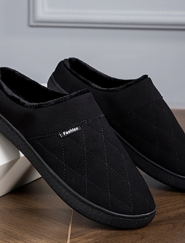  Per uomo Pantofole & Infradito Pantofole di peluche Foderato in pile Camminata Casual Quotidiano Pelle sintetica Caldo Confortevole Mocassino Nero Blu Inverno