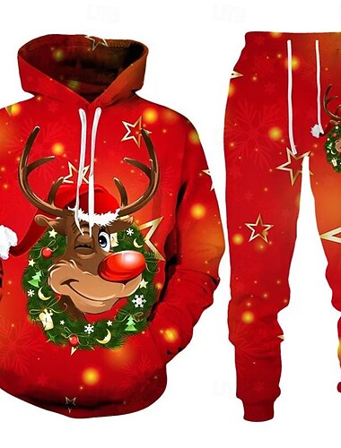  Γραφικά Σχέδια Φουσκωτό μακρύ Σύνολα Φούτερ με Κουκούλα Φόρμα Γραφικό για Για Ζευγάρια Ανδρικά Γυναικεία Ενηλίκων 3D εκτύπωση για Χριστούγεννα Απόκριες Μασκάρεμα Πάρτι Φεστιβάλ