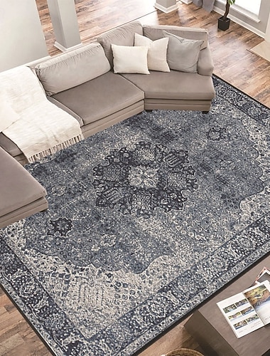  Tapis d'intérieur vintage de style ethnique persan, résistant et anti-salissures, idéal pour le salon, le canapé, la table basse, la chambre ou le chevet. Décoration intérieure.