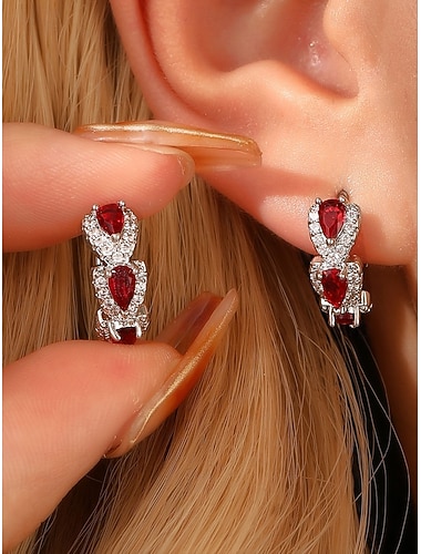  Ohrringe aus Zirkonia-Legierung für Damen – elegantes, tropfenförmiges Design mit mehrfarbigen Steinen, perfekt als Geschenk zu Weihnachten und Valentinstag.