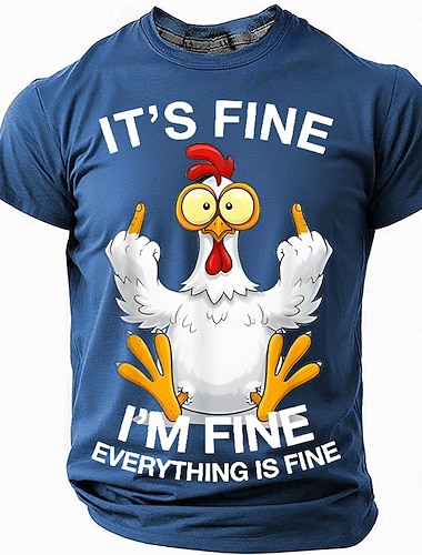  Zabawna koszulka z zabawnym kurczakiem, zabawnym kogutem, niegrzecznym t-shirtem z krótkim rękawem, nadrukiem 3D, koszulką z okrągłym dekoltem, modą, codzienną ulicą, codzienną, czarną, czerwoną, niebieską, letnią, wiosenną, odzieżą, s, m, l, xl, xxl, xxx