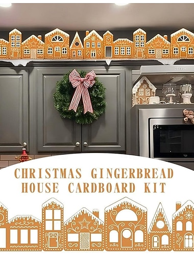  Tee-se-itse-taittuva jouluinen piparkakkutalo pahvista LED-valoilla, tee jouluinen piparkakkutalon askartelusarja, kylän kodin koristelu lahja kodin kaappeihin festivaalien lomajuhliin