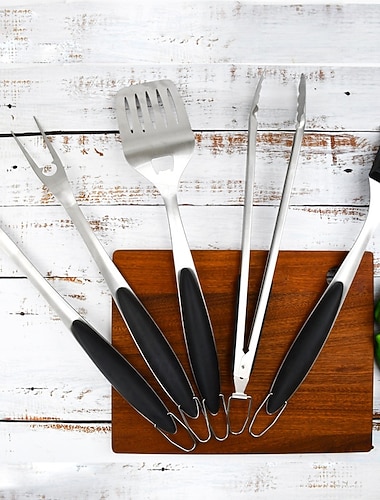  5-osainen grillivälinesarja, korkealaatuiset ruostumattomasta teräksestä valmistetut grillitarvikkeet, grillivälineet ja grillitarvikkeet ulkogrillaukseen