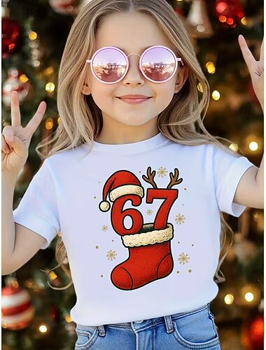  Jul Flickor 3D Grafisk Rolig slang 67 T-shirt Kortärmad 3D-tryck Sommar Vår Sport Mode Streetwear Barn 4-12 år Rund hals Utomhus Ledigt Dagligen Normal