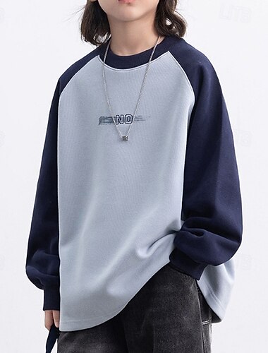  Barn Pojkar Tröja Färgblock Bokstav Långärmad Kavajslag Lappverk Håller värmen Höst Vinter Sport Mode Dagligen Bomull Polyester Utomhus Ledigt Skräddarsydd passform