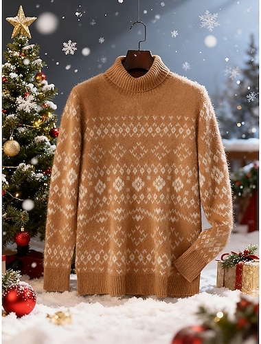  Heren kersttrui premium zuiver wol kasjmier coltrui klassieke argyle gebreide trui fair isle trui zacht warm ademend