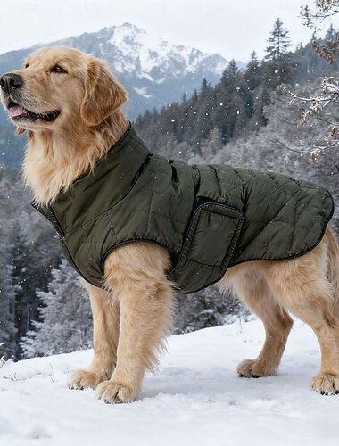  معطف دافئ للكلاب، معطف شتوي مقاوم للماء للجرو مع أبازيم عاكسة قابلة للتعديل، سترة ثلج للحيوانات الأليفة، سترة من الصوف للكلاب المتوسطة والكبيرة