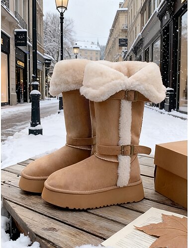  női téli műszőrme hótaposó – platformtalp csattal, kényelmes és meleg, tökéletes havas napokra, hétköznapi kirándulásokra és hideg időjárási divathoz